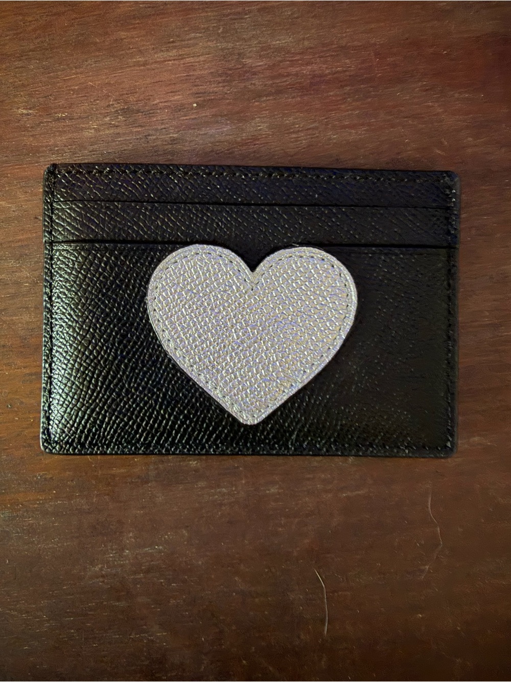 Coach Black Cardholder with Silver Heart